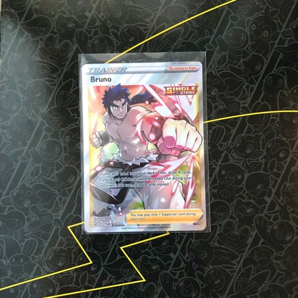 Bruno Trainer Full Art Hyper Rare Authentic Pokemon Card #158/163